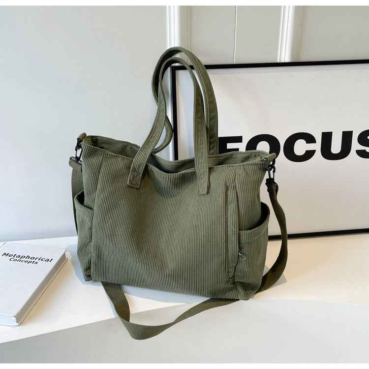 Corduroy Crossbody Bag For Commuting Large Capacity