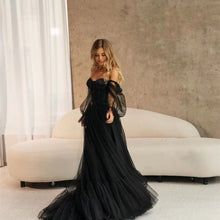 Women's Long Sleeve Transparent Lace Black Wedding Dress by Mirlaine Univers