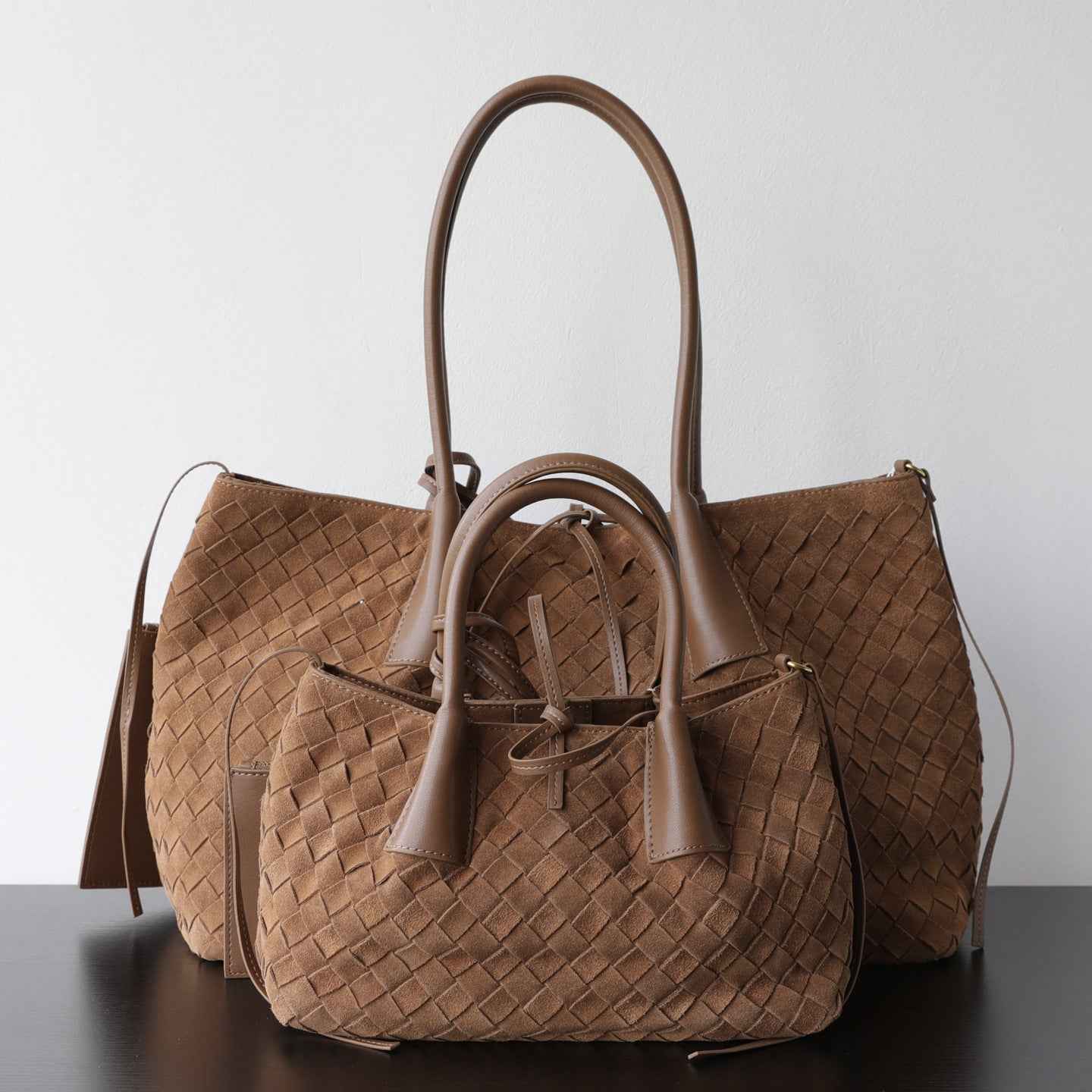 Handwoven Matte Cowhide Tote Bag With Large Capacity