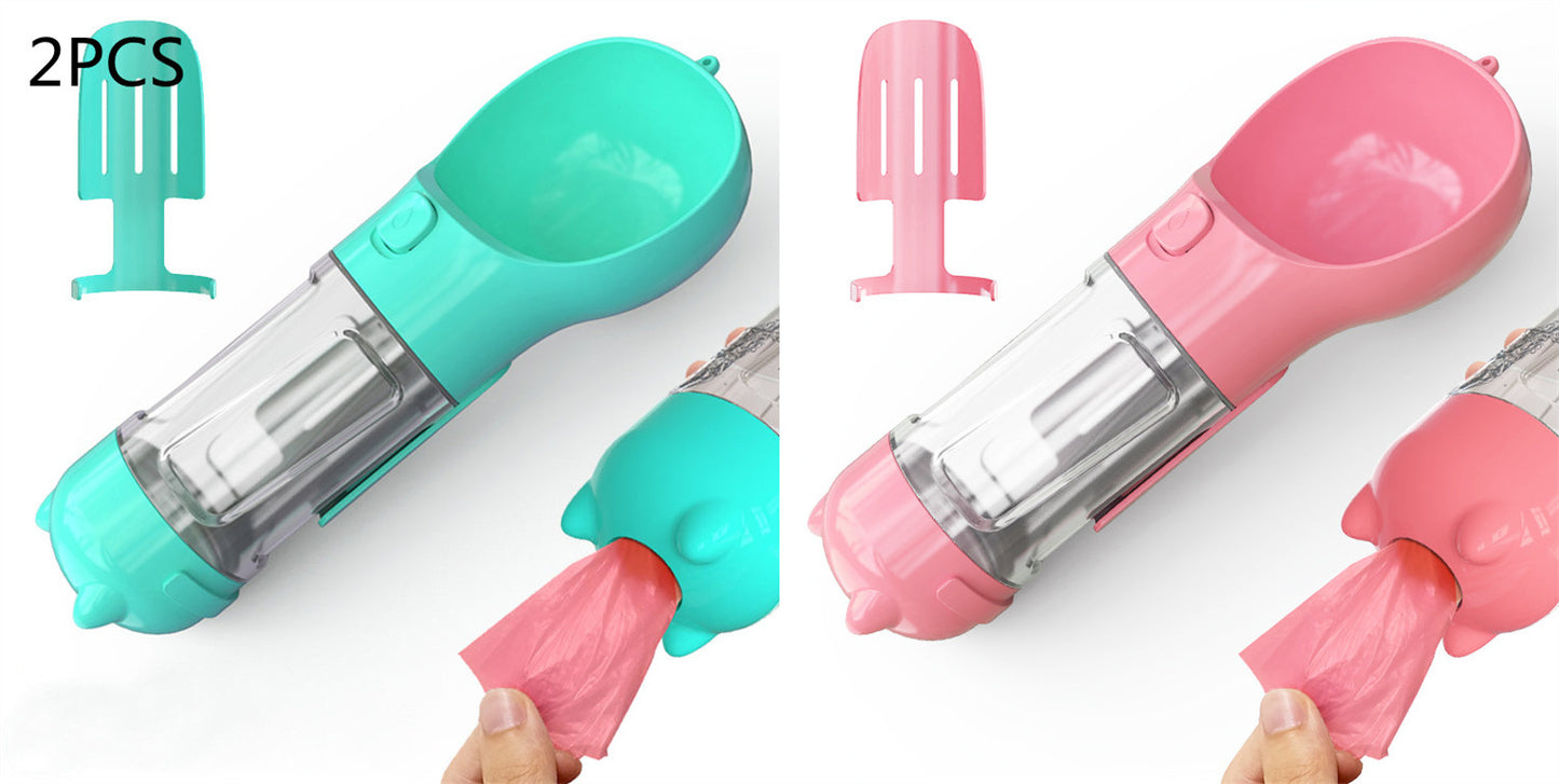 Pet Water Bottle Feeder Bowl Garbage Bag Storage Portable Pet Outdoor Travel 3 In 1 Dog Water Bottle by Mirlaine Univers