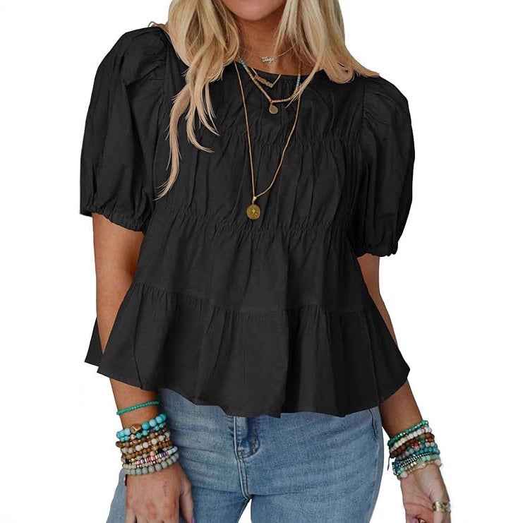 Summer Puff-sleeve Doll Shirt Short Sleeves