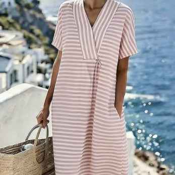 Shirt Dress For Ladies Casual Style Featuring Marine Creatures Motif