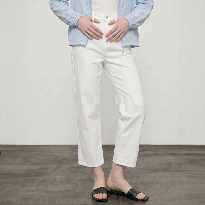 Jean de travail décontracté blanc à jambe droite et coupe large, longueur 98