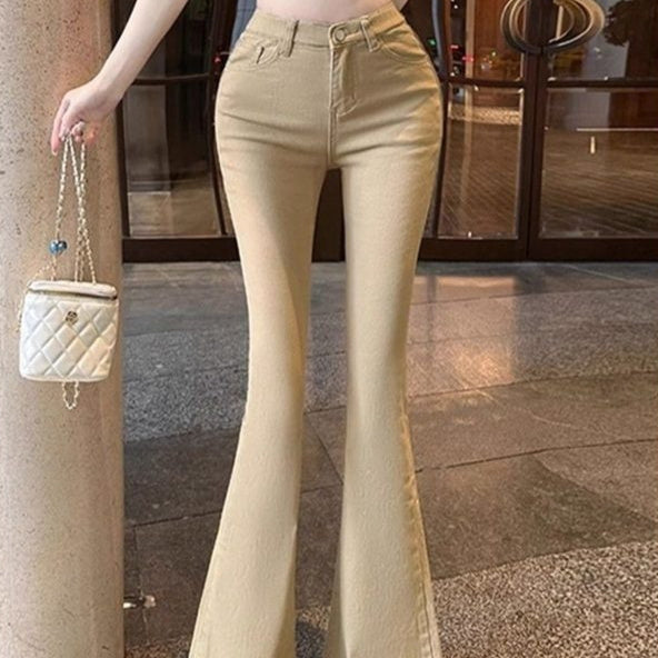 Figure-hugging Slightly Flared Denim Jeans For Women