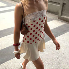 Women's Lace-trimmed Polka-dot Slip Dress