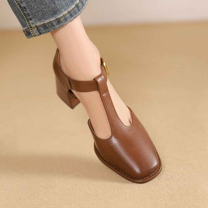 Square Toe T-shaped Buckle Sandals For Women