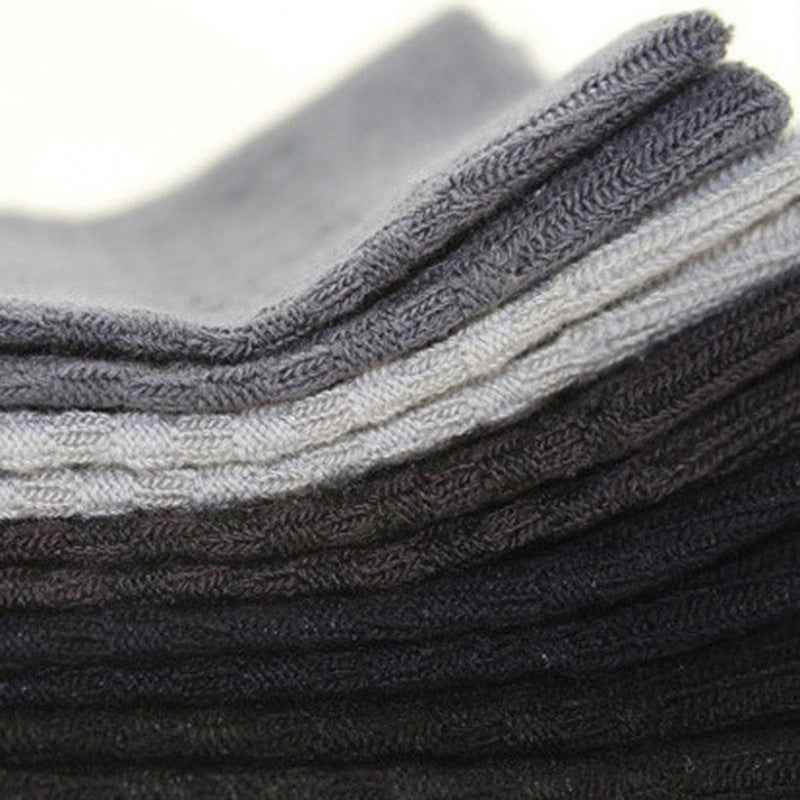 5 Pairs Bamboo Fiber Socks Men's Mid-calf Breathable Socks Business Men's Socks Solid Color