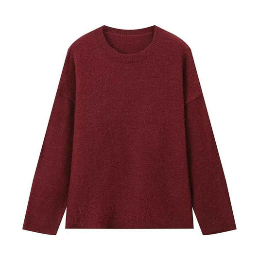 Loose-fitting Solid-color Casual Warm Sweater