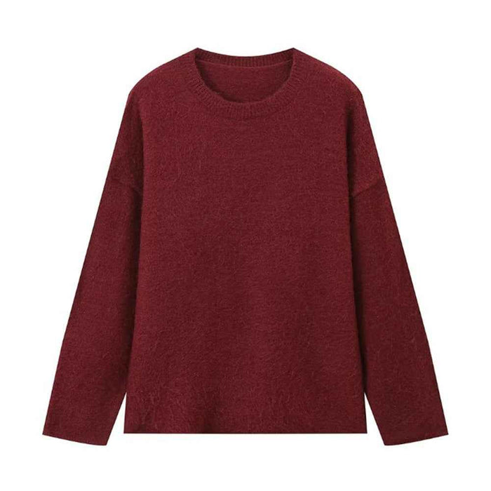 Loose-fitting Solid-color Casual Warm Sweater