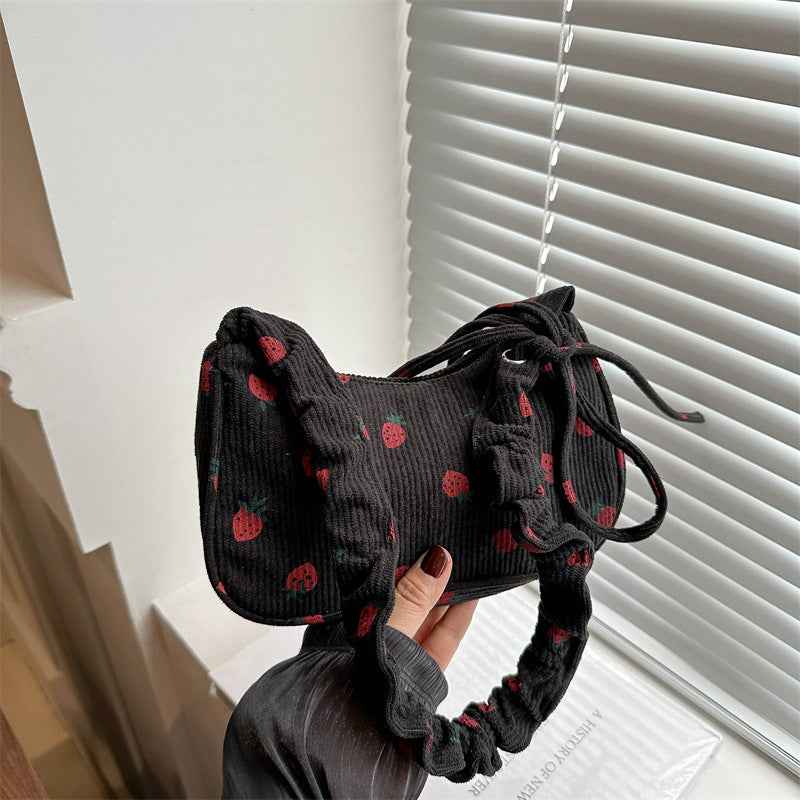 Casual Trendy Small Square Bag Corduroy Versatile Commuter Shoulder Bag