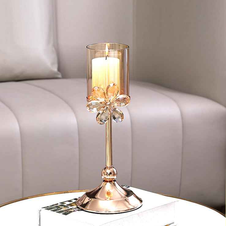 Crystal Petal Glass Candlestick Household Table Decorative Ornaments