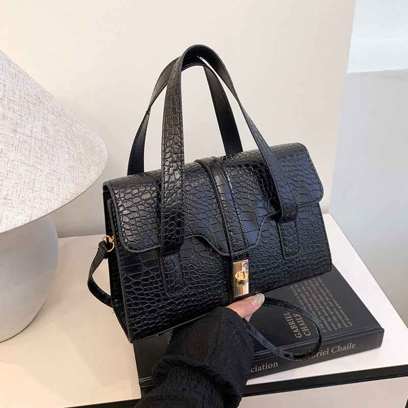 Fashionable Western-style Solid-color Crocodile-pattern Tote Bag