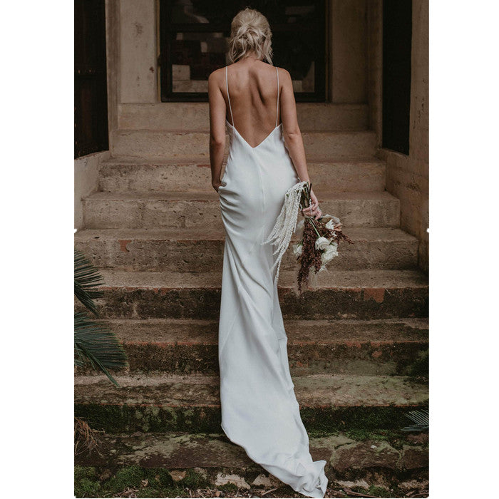 Little White Evening Gown With Train Brigade Shot Long Dress by Mirlaine Univers