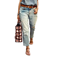 Women's Stretch Denim Loose Straight- Leg Wide-leg Pants by Mirlaine Univers