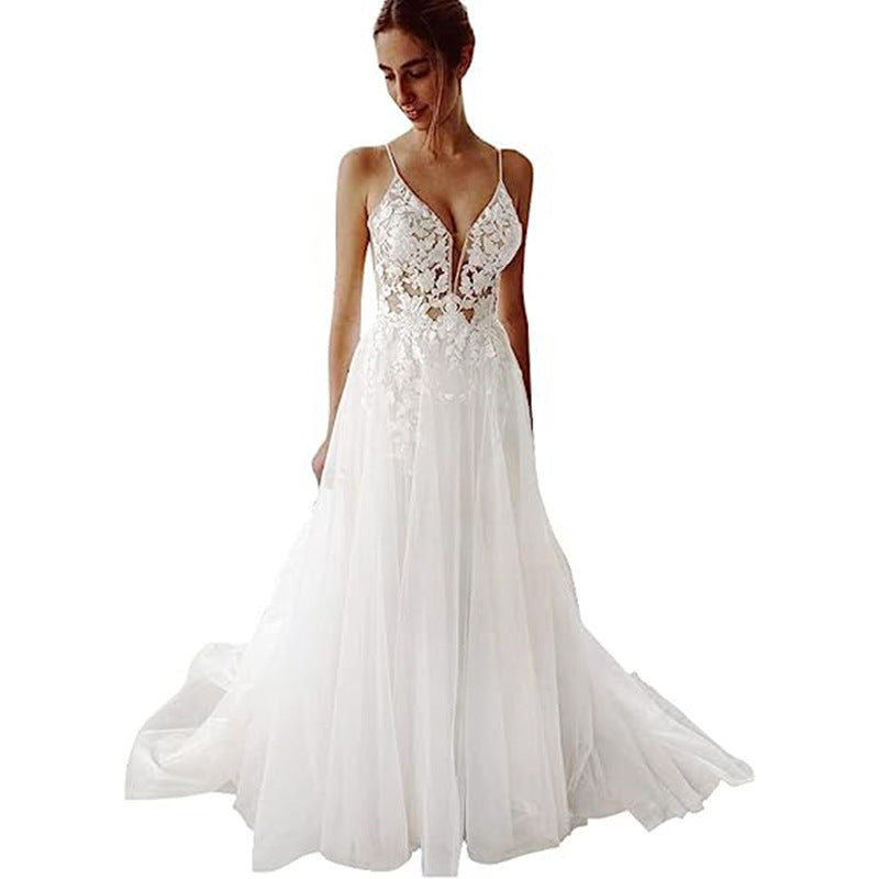 Women's Wedding Dress Lace Strap Backless by Mirlaine Univers
