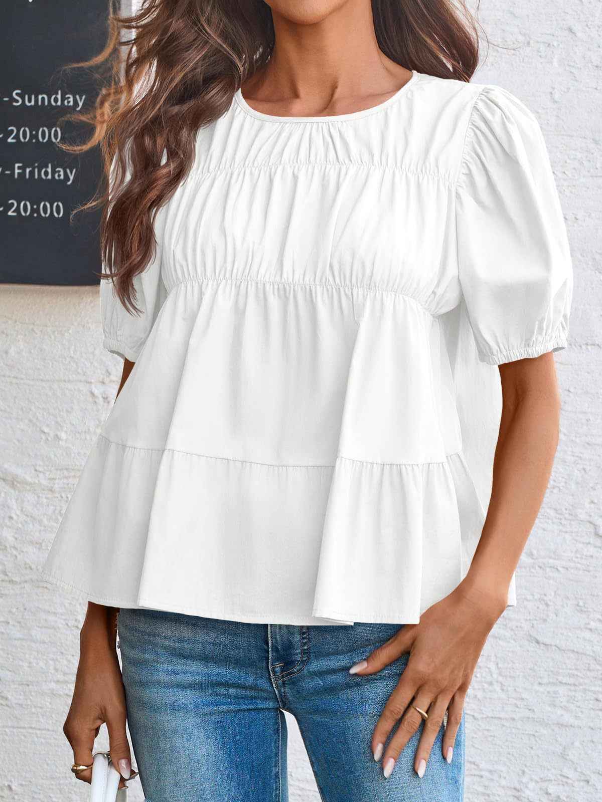 Summer Puff-sleeve Doll Shirt Short Sleeves