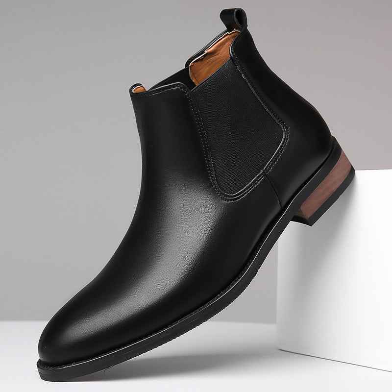 Chelsea Men's High-top Casual Business Wear Pointed Leather Boots