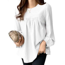 Womens Solid Color Loose Round Neck Plus Size Shirt