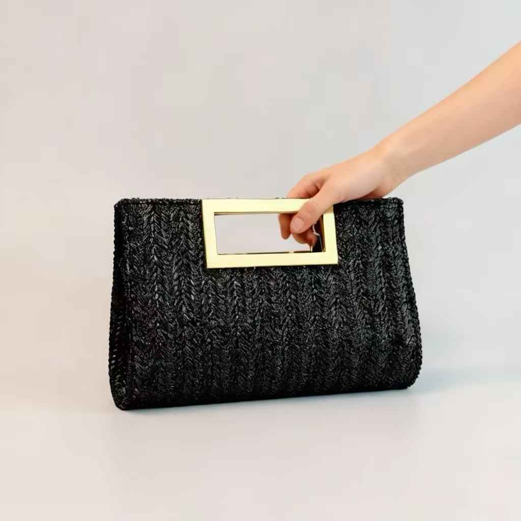 Womens Fashion New Woven Chain Clutch Bag