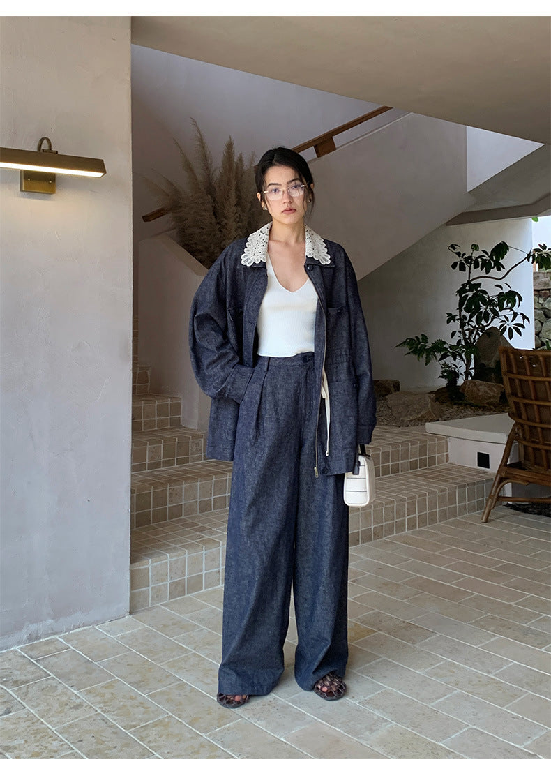 Linen Women's Straight-leg Jeans by Mirlaine Univers