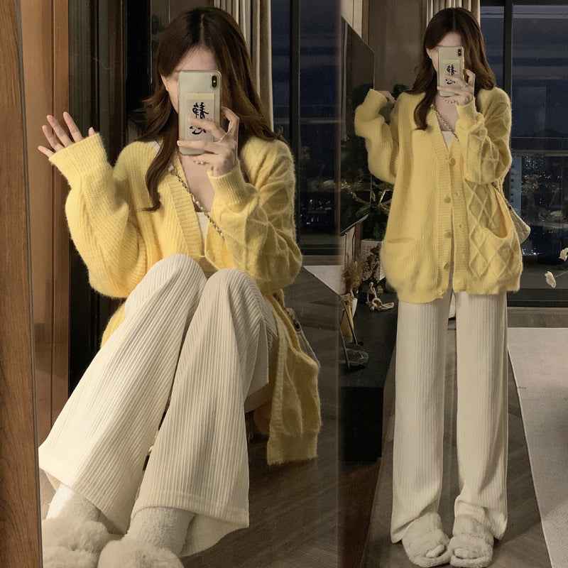 Maternity Autumn Wear Soft Cozy Padded Maternity Coat Knitted Cardigan