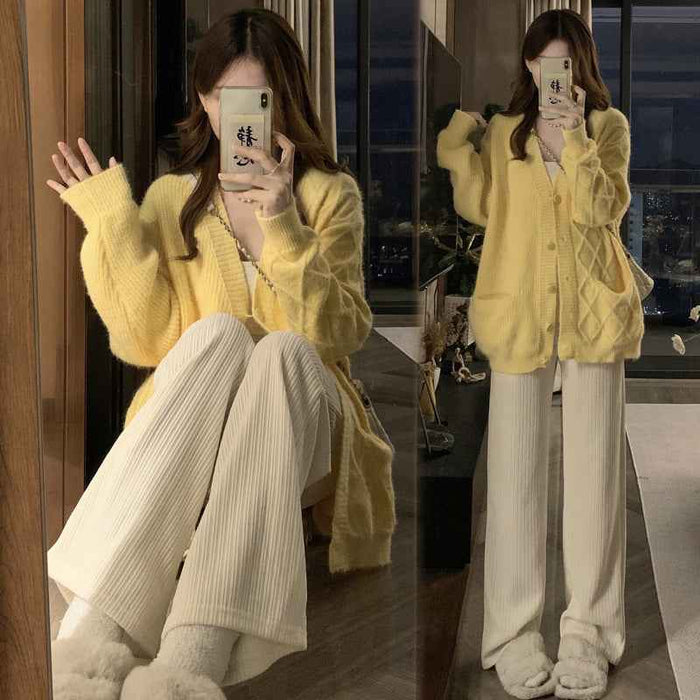 Maternity Autumn Wear Soft Cozy Padded Maternity Coat Knitted Cardigan