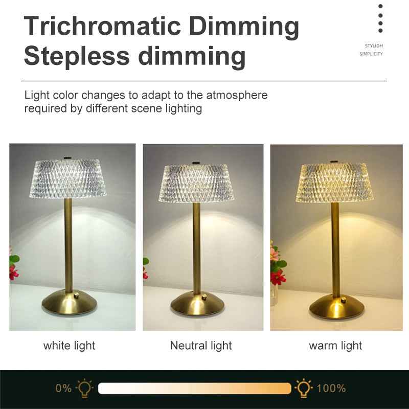 12 Acrylic Metal Desk Lamp LED Outdoor Crystal USB