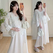 Chinese-style Elegance Craftsmanship-Embossed Sun-Protective Shirt And Slip Dress Set