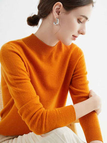 Half High Collar Pure Wool Women's Long Sleeved Knitted Base Sweater