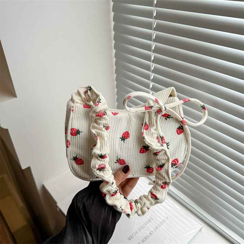Casual Trendy Small Square Bag Corduroy Versatile Commuter Shoulder Bag