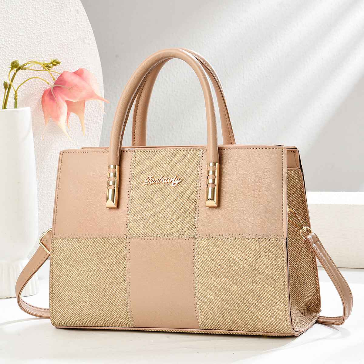 New Stylish Large-capacity Womens Tote Bag With A Bold Color-block Patchwork Design