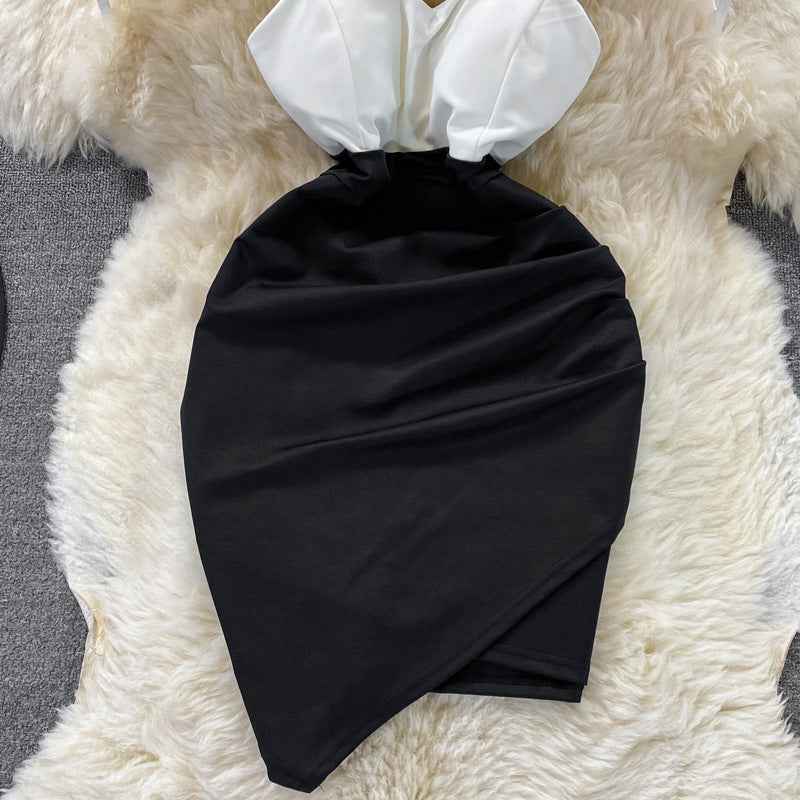 One Shoulder Slip Dress Temperament Irregular Dress