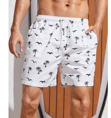 Mens Printed Beach Hawaiian Casual Shorts