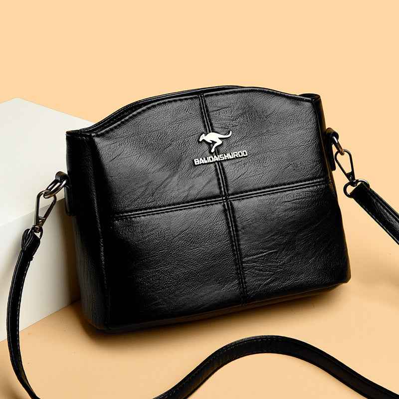 Korean-style Womens Shoulder Soft Leather Versatile Design Large Capacity And Embroidered Crossbody Bag