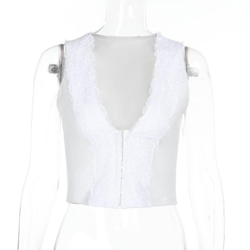 V-neck Lace-trimmed Hook-and-eye Crop-top Camisole For Spicy Girls by Mirlaine Univers V-neck Lace-trimmed Hook-and-eye Crop-top Camisole For Spicy Girls Mirlaine Univers v-neck-lace-trimmed-hook-and-eye-crop-top-camisole-for-spicy-girls 0 V-neck Lace-trimmed Hook-and-eye Crop-top Camisole For Spicy Girls Mirlaine Univers V-neck Lace-trimmed Hook-and-eye Crop-top Camisole For Spicy Girls