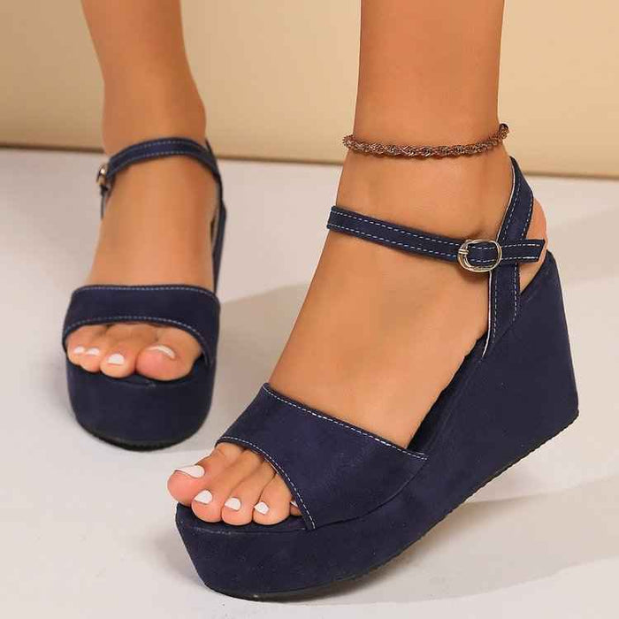 Chaussures mode à bout ouvert pour femme, sandales compensées décontractées et polyvalentes à imprimé léopard pour l'été