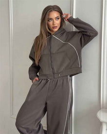 Women's Sportswear Set Solid Color Cardigan Set