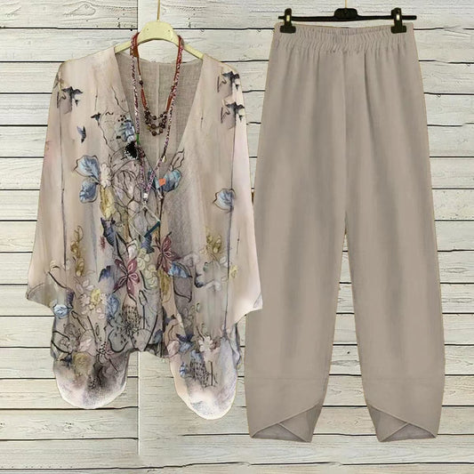 Women's Clothing Digital Printed Round Neck Fashion Sports And Leisure Suit Two-piece Set by Mirlaine Univers