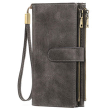 Womens Long Wallet Multi-functional Vintage Tri-fold Purse