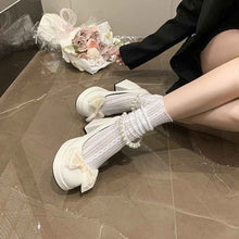 2026 Spring Sweet Bow & Pearl Mary Jane Heels For Women-Cute Platform Block Heel Pumps For Dressy Outings