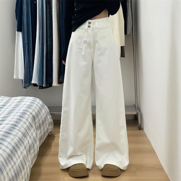 Jean grande taille à taille haute, coupe amincissante et décontractée