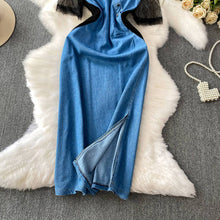 Cross V-neck Lace Stitching Dress by Mirlaine Univers