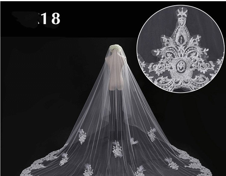 Bridal Wedding Dress Long Tail Luxury Super Fairy Wedding Veil by Mirlaine Univers