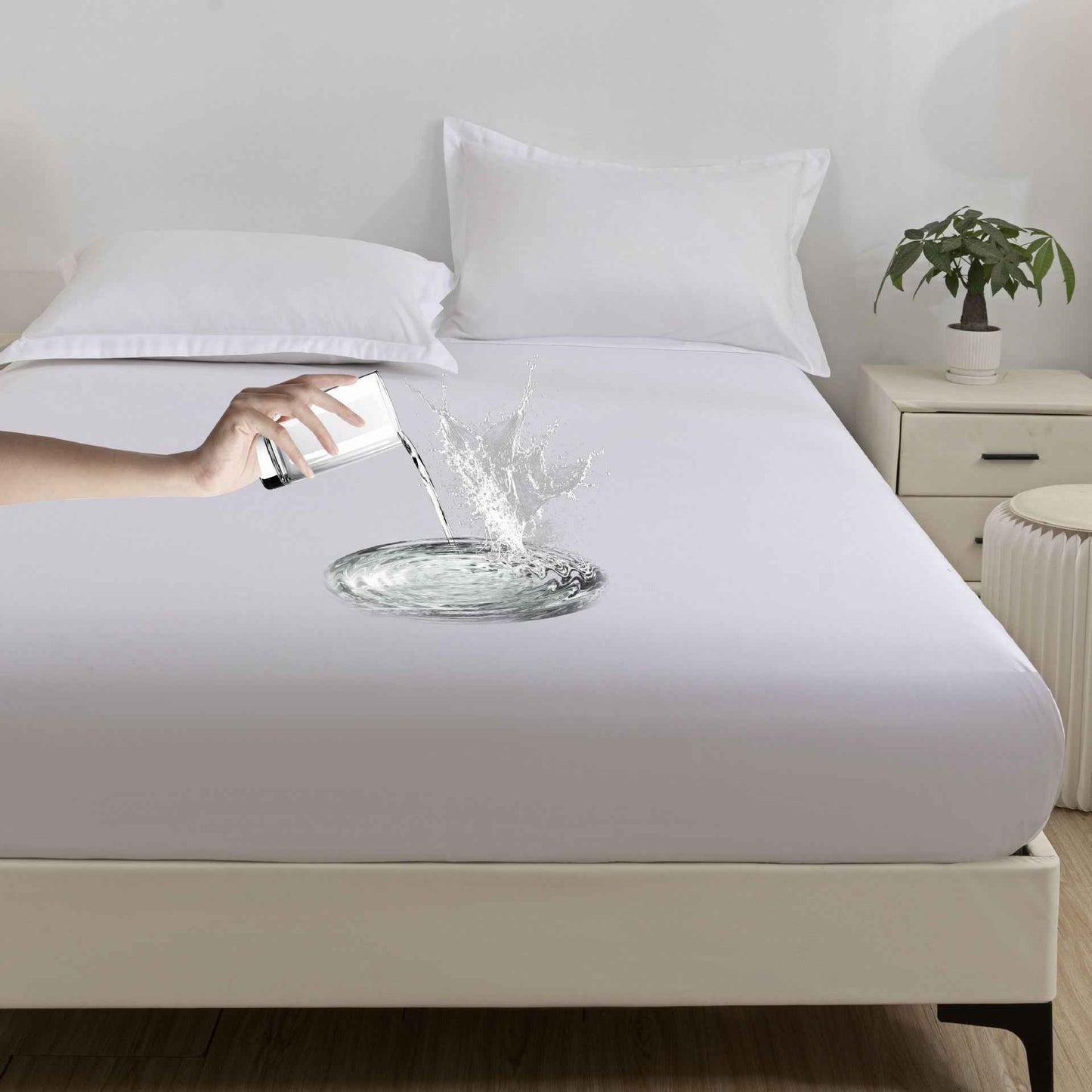 Solid Color Frosted Double Layer Water-proof Mattress Protective Cover Skin-friendly Soft Dustproof Protective Bedding