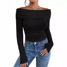 Womens Off-shoulder Figure-hugging Long-sleeve Slip Dress With A Boat Neckline by Mirlaine Univers