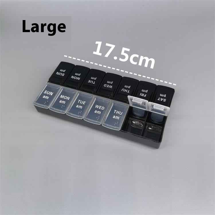 Big Small Size 14 Grid Week Pill Box Morning And Evening Color Week Pill Box Printing Russian English