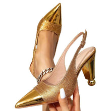 Stylish Golden High-heeled Sandals For Women