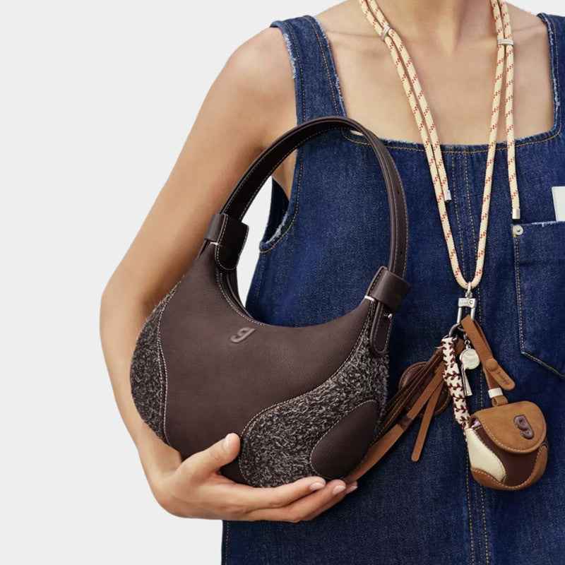 Womens Baseball Underarm Bag Crescent-Shaped Crossbody Bag