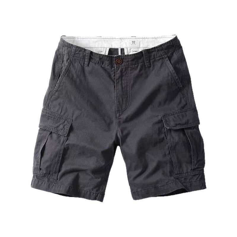 Retro Mens Outdoor Relaxed-fit Mid-length Cargo Pants With Multiple Pockets