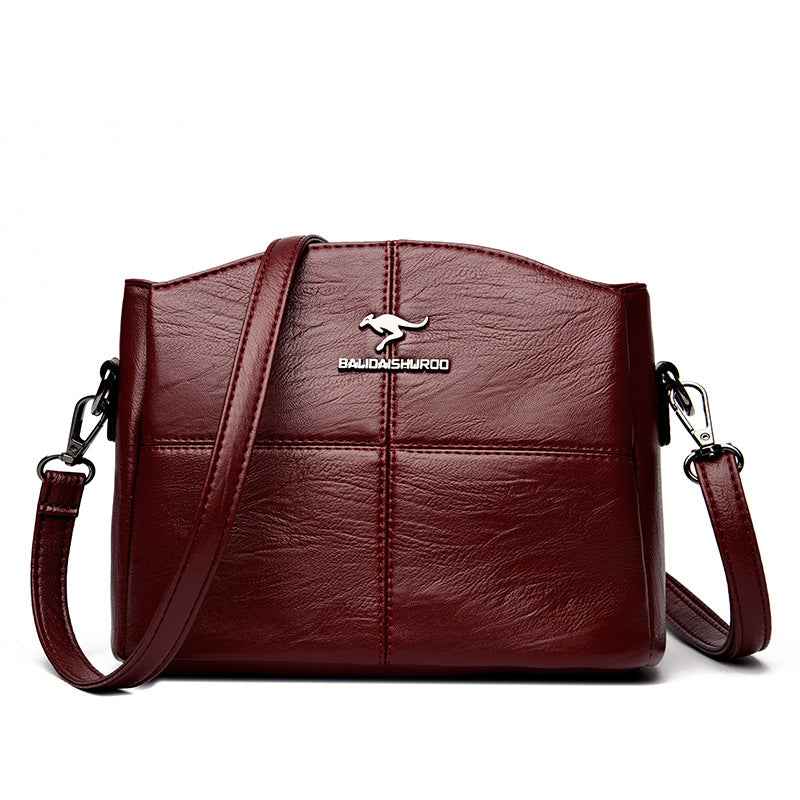 Korean-style Womens Shoulder Soft Leather Versatile Design Large Capacity And Embroidered Crossbody Bag